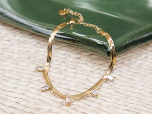 schönes Schlangenarmband, Armkettchen, Farbe: gold/crystal