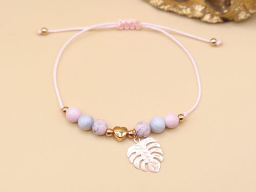 Herz-Armband mit Blatt-Anhänger