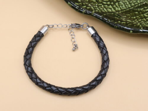 Lederarmband, 6 mm, schwarz