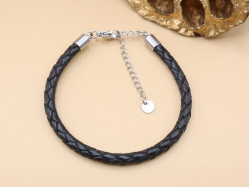Lederarmband, 5 mm, schwarz