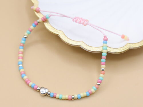 Armband, Herz, mehrfarbig pastell